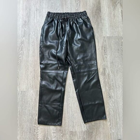 Laundry by Shelli Segal EUC Faux Leather Black Joggers Pants Size S - Picture 5 of 10